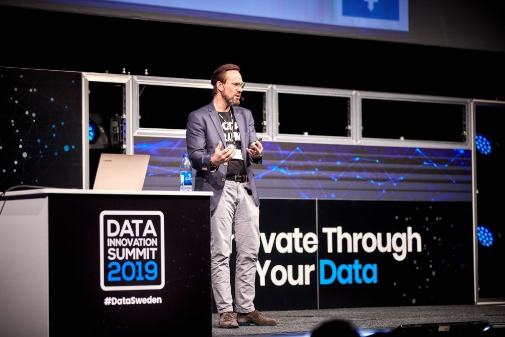 Christian Rasmussen, Senior Manager at Grundfos, presenting at the Data Innovation Summit 2019. 