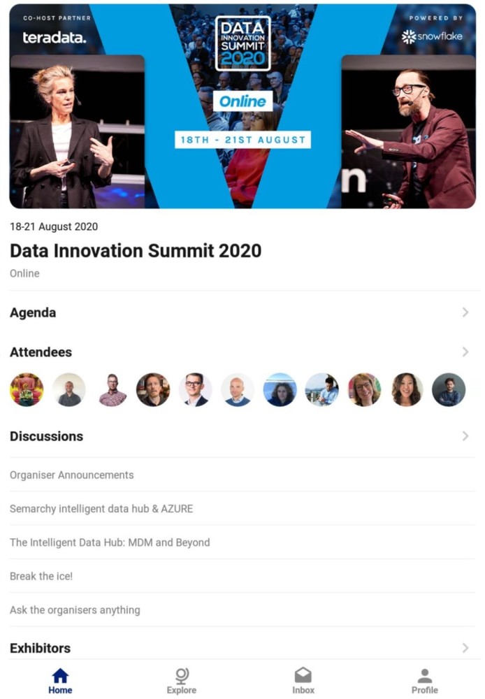 Online Data Innovation Summit 2020 in the Agorify event app