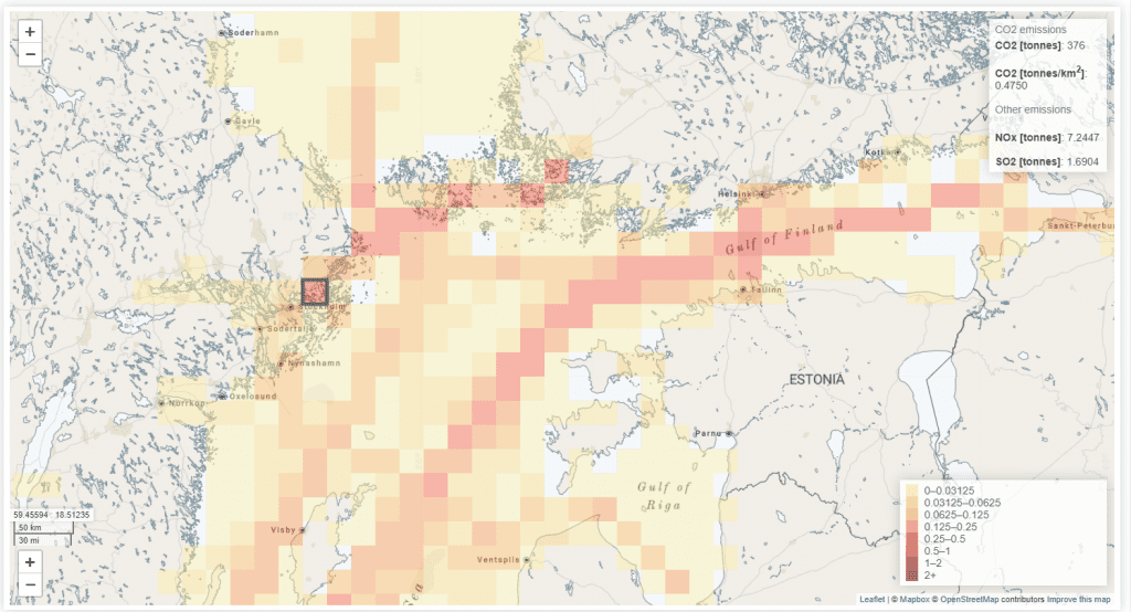 A map of emissions with a focus on Sweden