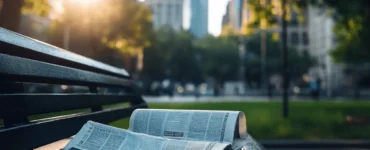 Newspaper on a bench